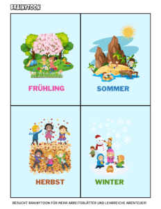 Jahreszeiten-Arbeitsblätter für den Kindergarten