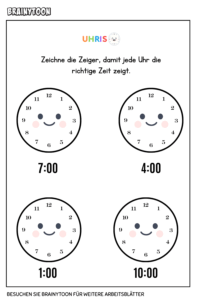 Uhr-Arbeitsblatt ausdrucken