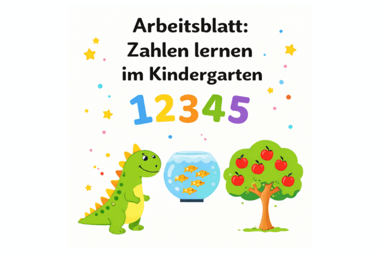 Arbeitsblatt: Zahlen im Kindergarten