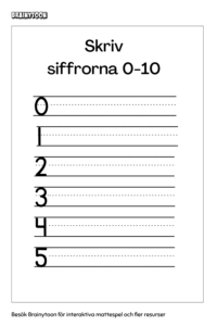 Skriv siffrorna 0-10
