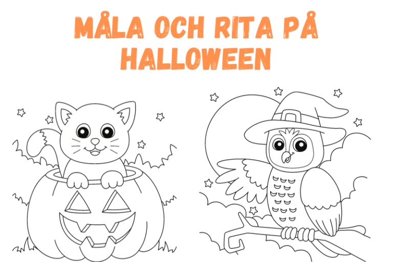 Skoj på Halloween med målarbilder på fladdermus, spöke, pumpa och zombie