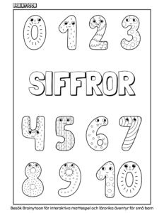 färglägg siffror 1-10