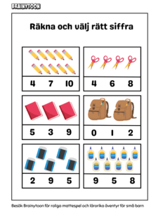 Para ihop bild med rätt siffra