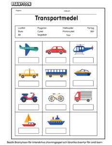 Transportmedel stavning