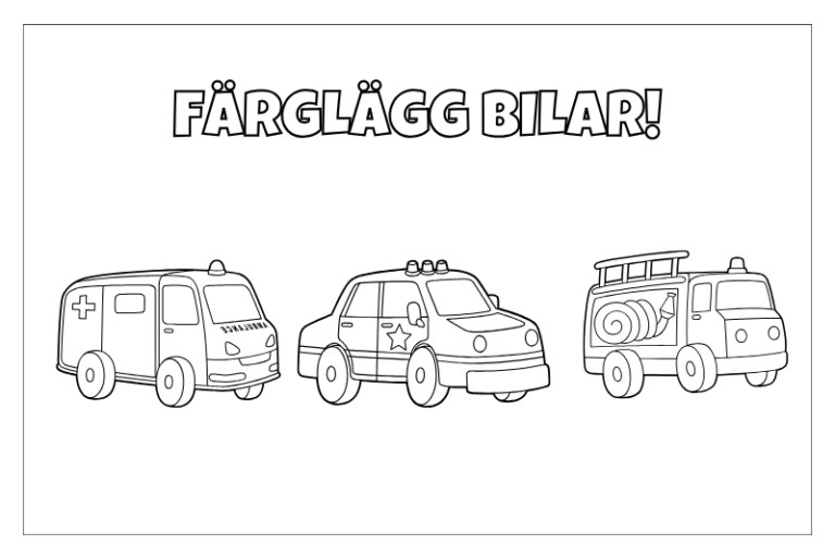 Målarbilder bilar att skriva ut för barn
