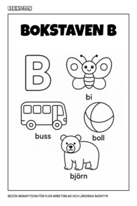 Bokstaven b arbetsblad