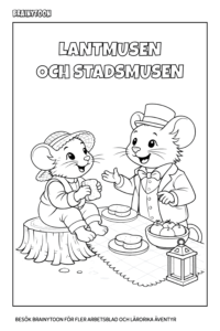 Målarbild med lantmusen och stadsmusen