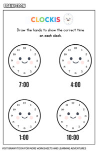 Print clock worksheet