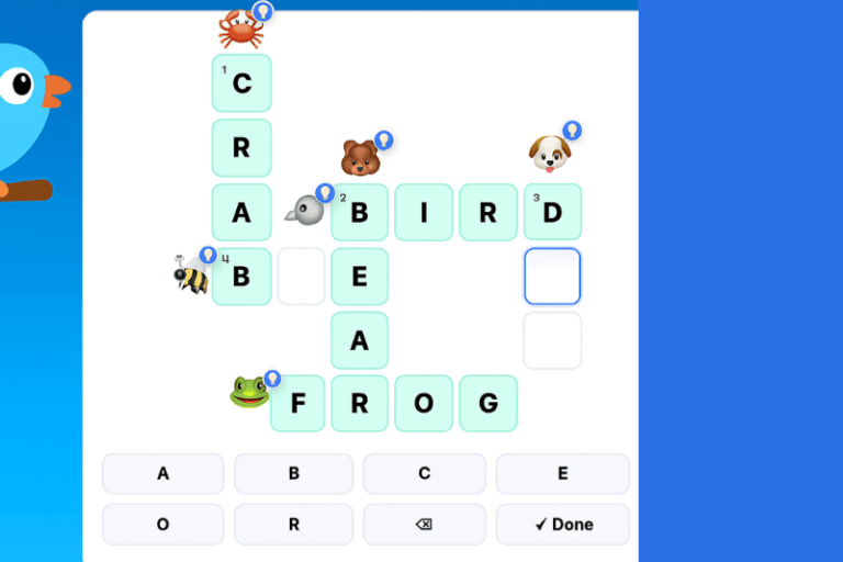 A kids crosswords puzzle game