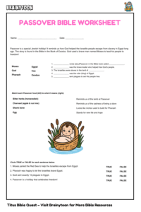 Passover worksheet