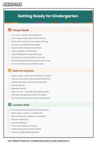 Kindergarten readiness checklist